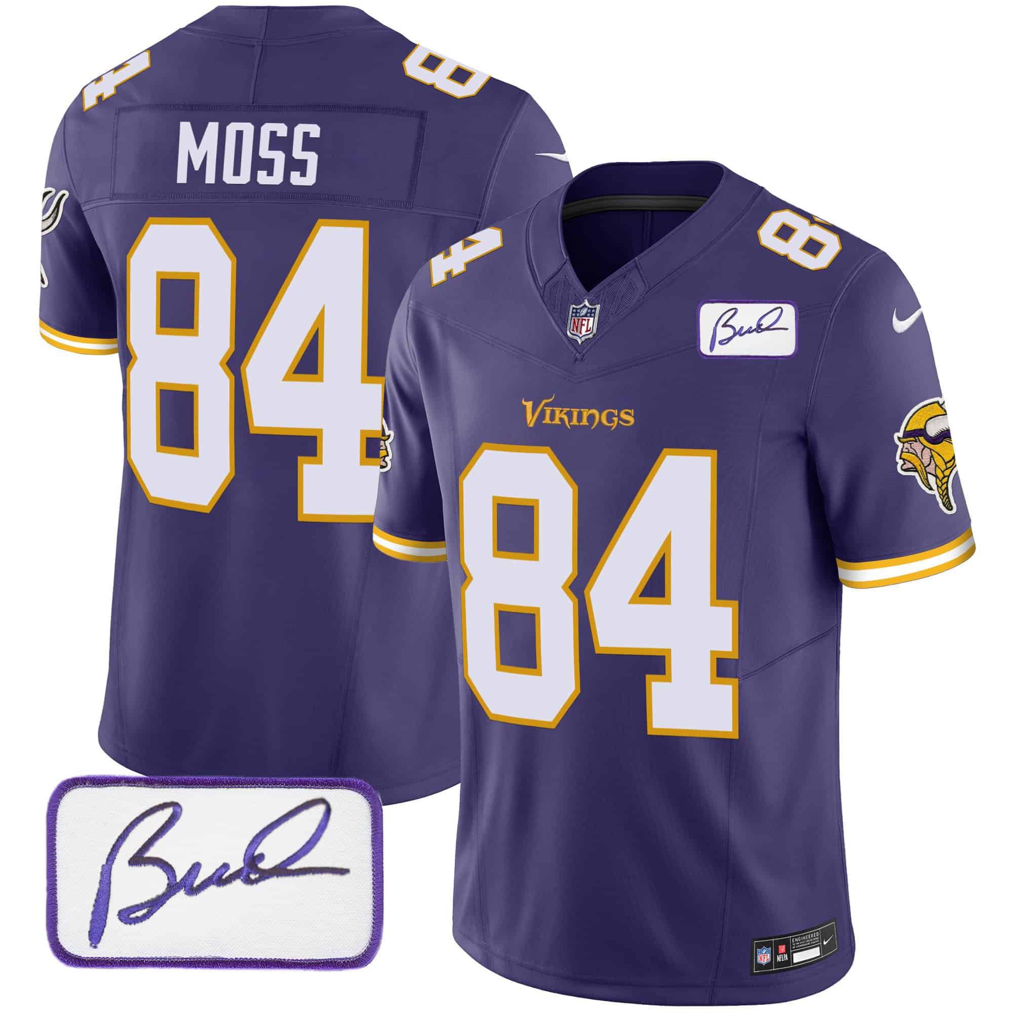 Men Minnesota Vikings #84 Moss Purple 2024 Nike Bud Grant Patch Classic Limited NFL Jersey style 5->nfl t-shirts->Sports Accessory